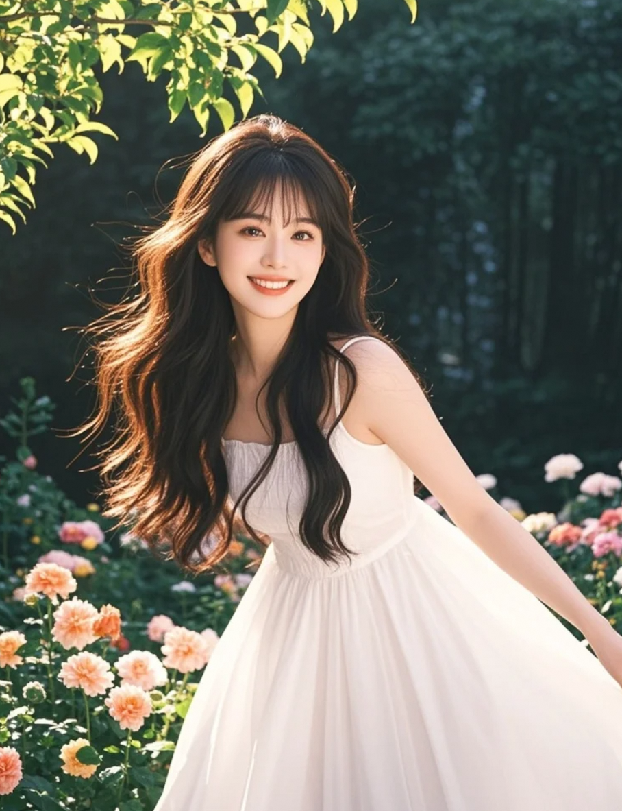 浪漫的情感，在她微笑的嘴角，悄然绽放蔓延