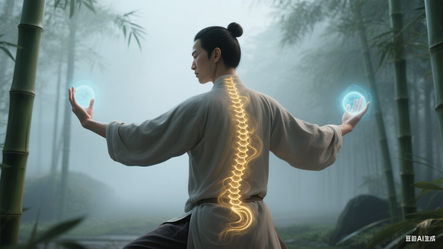 传统武术炼气要诀："力由脊发，气随意行" 的深层智慧