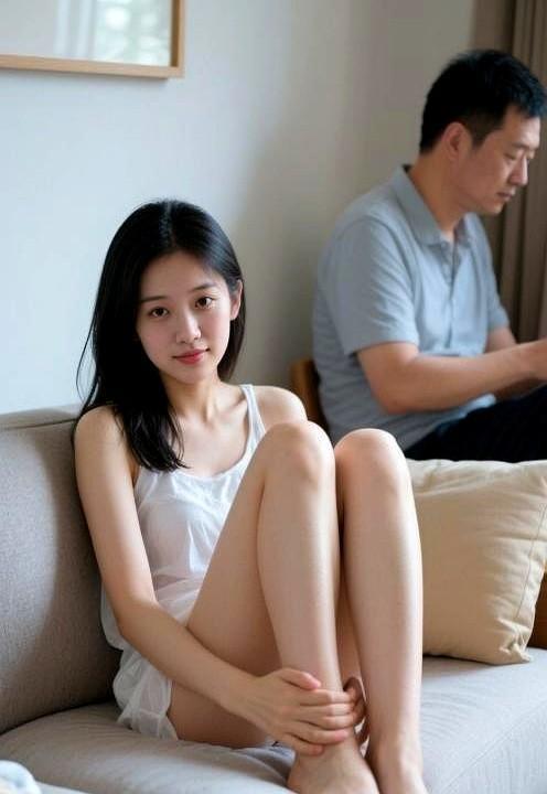 女同学来家里借宿，竟然这么随意，洗完澡出来，把两只脚搭在沙发上，眼含秋水，温情脉