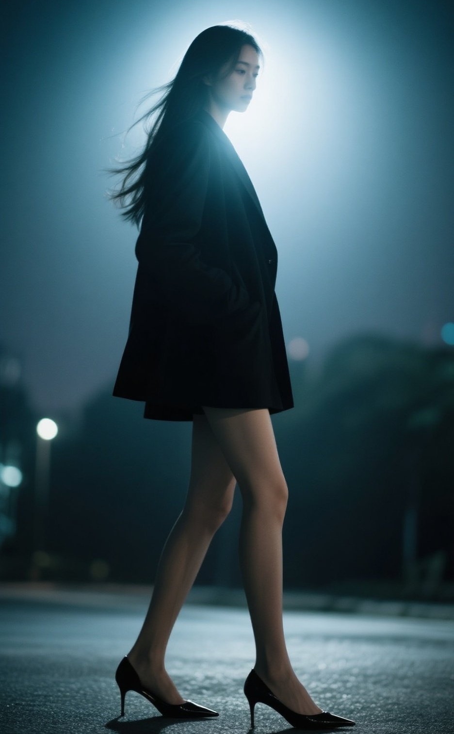 娇媚美眉高跟立，长腿步步生姿诱人