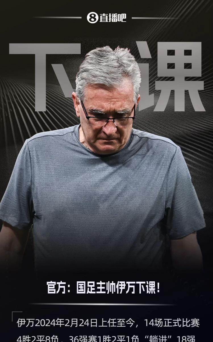 国足主帅伊万科维奇下课！带队18强赛倒二无缘世界杯#国足主帅伊万科维奇下课 #国