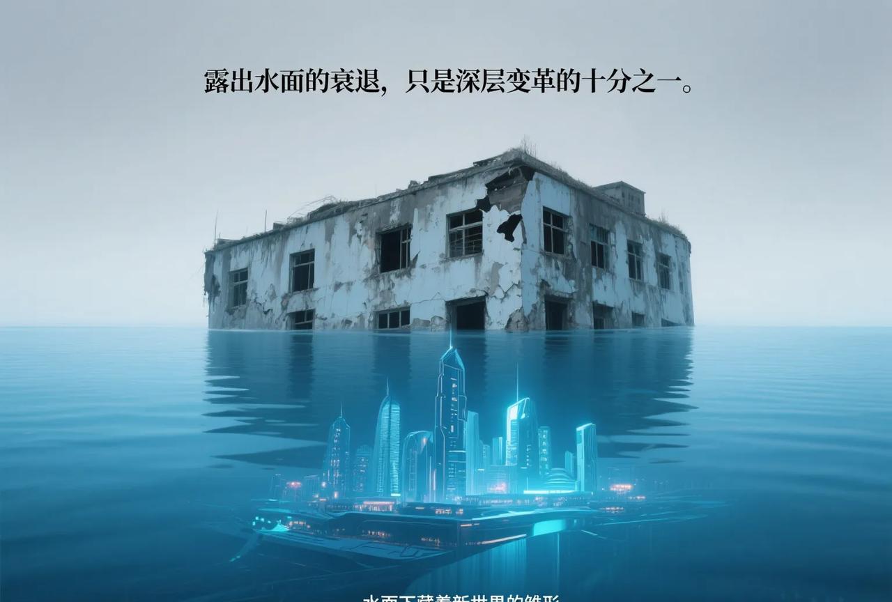 露出水面的衰退，只是深层变革的十分之一。
——水面下藏着新世界的雏形。…