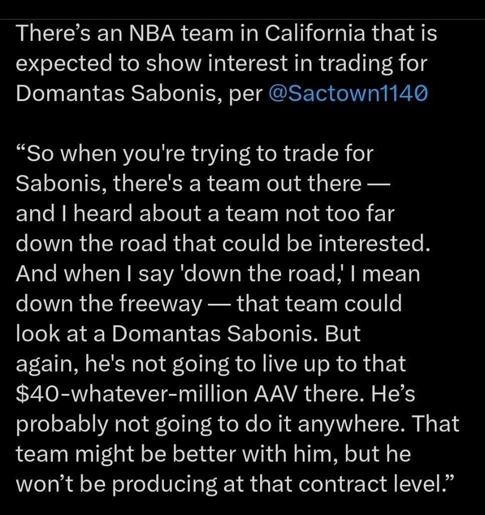 萨克拉门托当地体育媒体Sactown Sports 1140报道：加州有一支球队