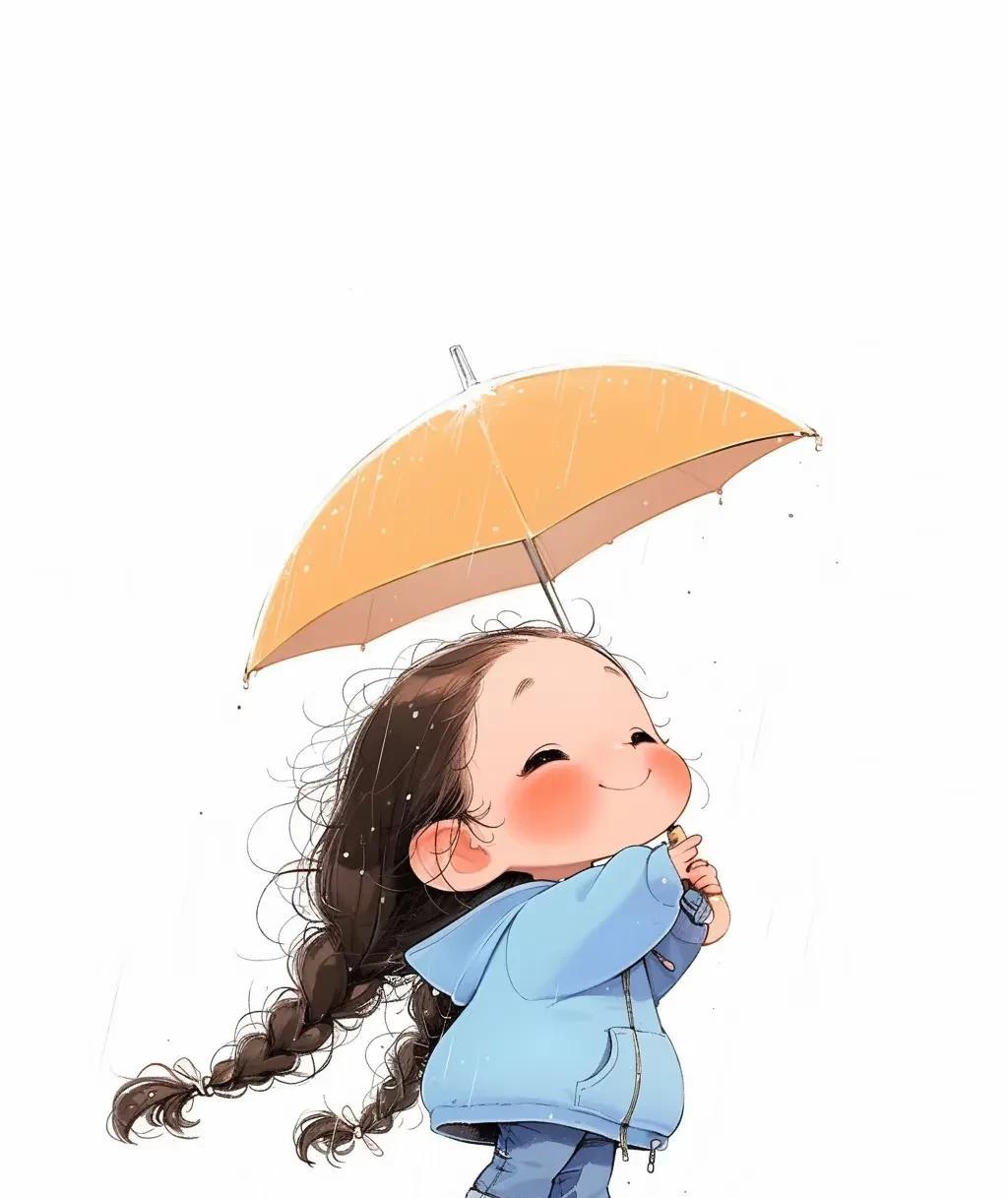 那天去买菜，
回来的路上突然下起了雨，
在路口等红绿灯的时候突然感觉头上没淋到雨