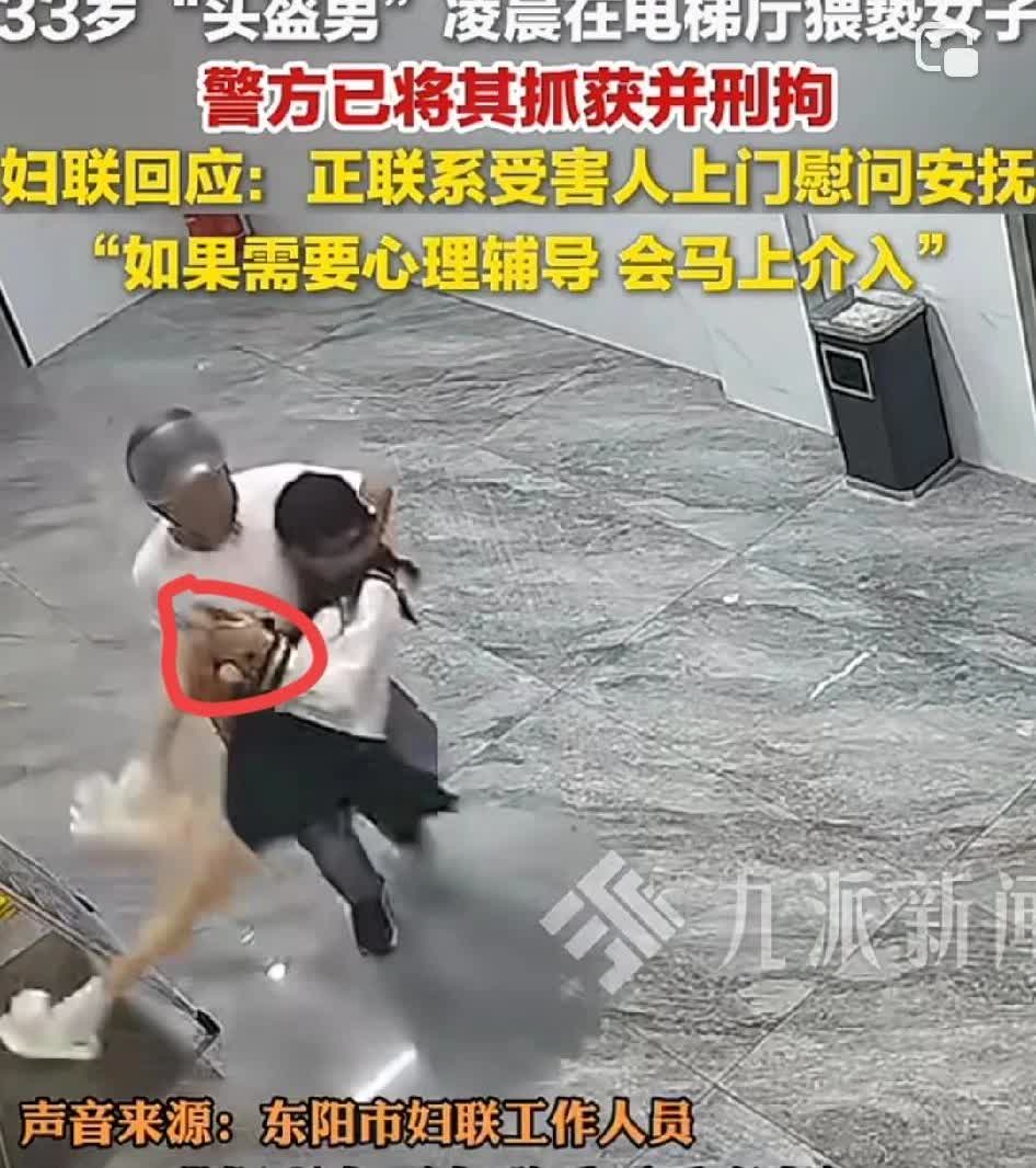 6月12日，浙江东阳， 头盔男凌晨猥亵女子，视频可以看到头盔男疑似尾随女孩致电梯