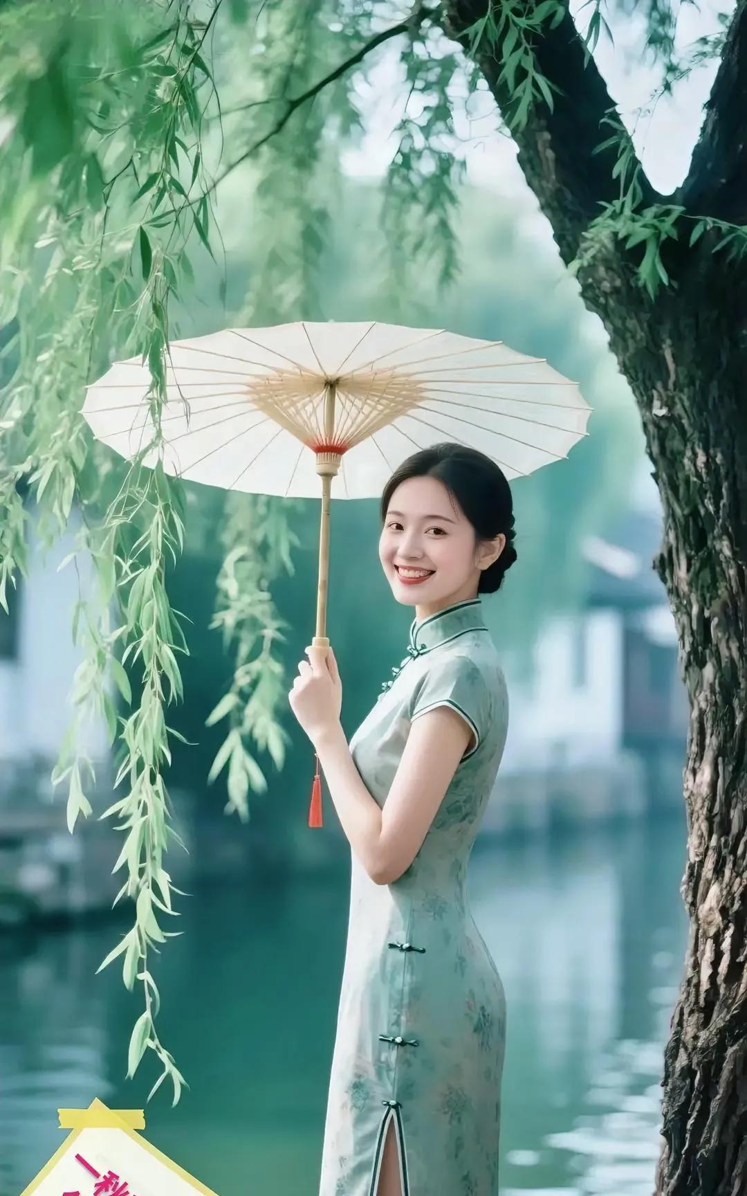 三春美景暖洋洋，
柳下佳人笑靥香。
碧水翻波鸭子戏，
………………[啤酒][万柿