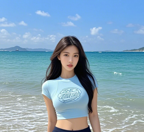 浪尖碎成星子的瞬间，她让天空也屏住了呼吸