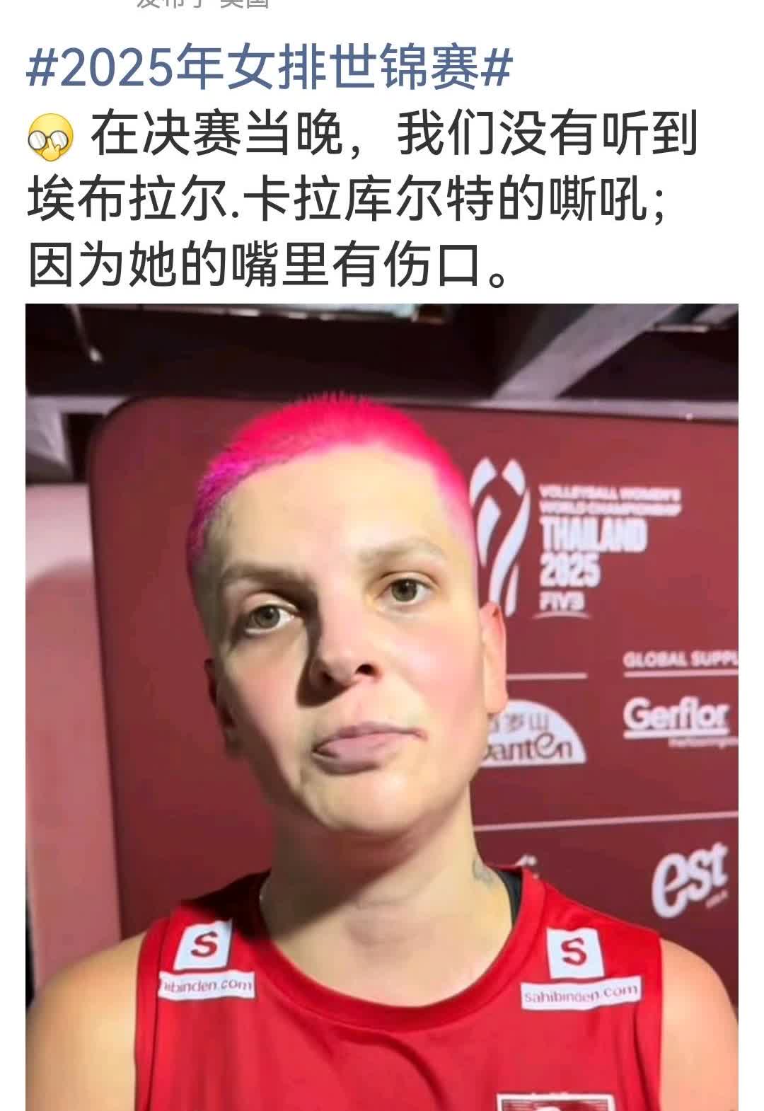 这位博主好幽默，发了一条有关卡拉库尔特在世锦赛上土耳其女排与意大利女排决赛时的一