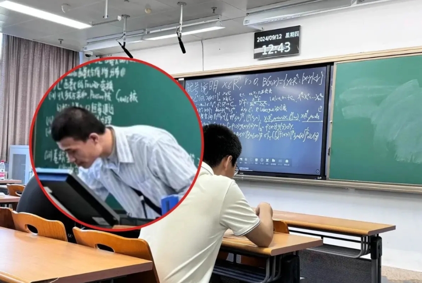 我外甥在北大读研，上周去学校看他

正赶上韦东奕上微分方程课

每次他都要提前1