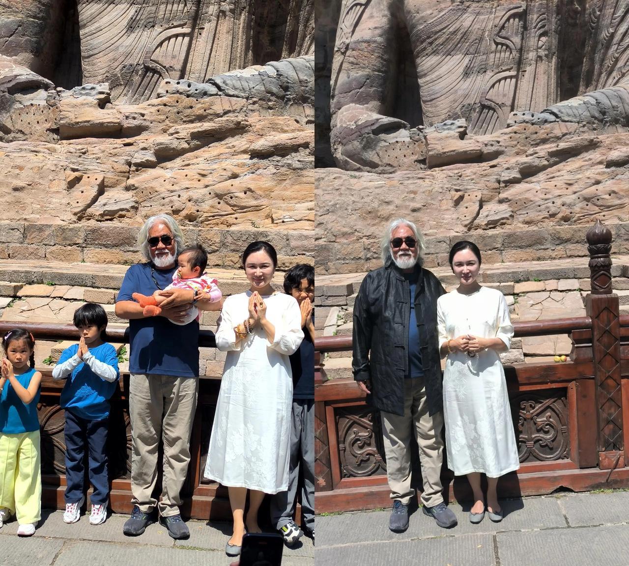 云冈石窟偶遇张纪中杜星霖一家！没想到张纪中一家也去山西大同了，70多岁了，全程抱