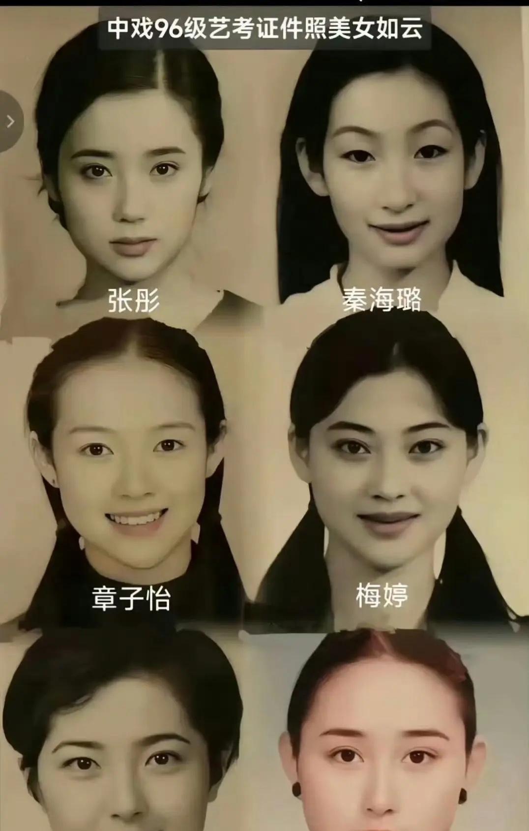 96级中戏美 女 证 件 照，感觉颜值最高的是张彤。她演技不错，可惜运气不好。是