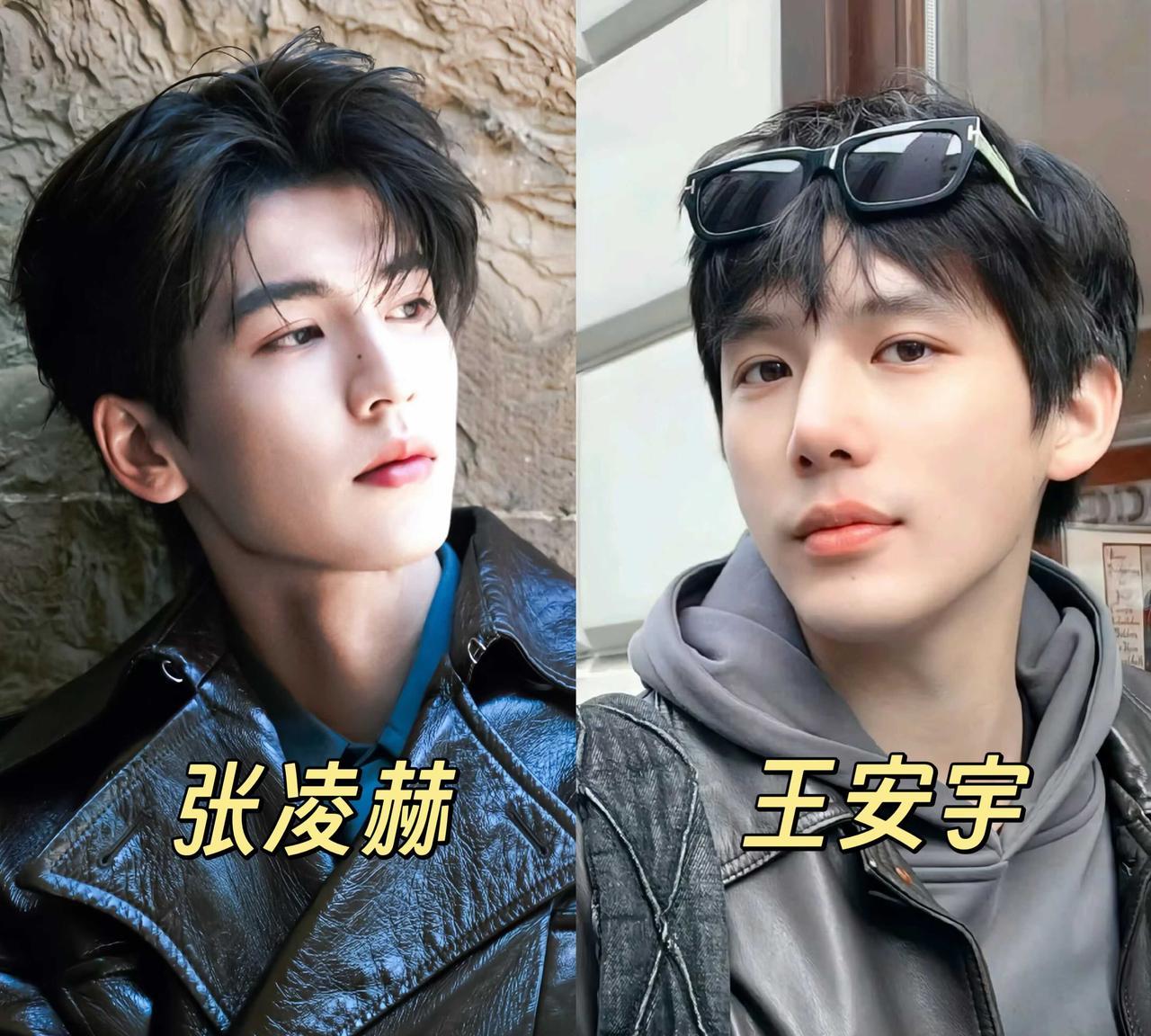 姐妹们看过来，问你们一个问题，不许骗人
左边叫张凌赫，是江苏人，身高190cm。
