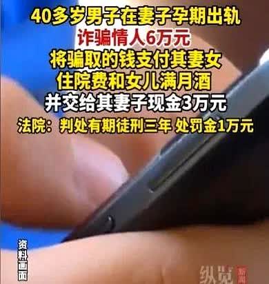 湖北一男子在妻子怀孕期间耐不住寂寞，网上结识新女友后竟从对方身上骗了6万元，用于