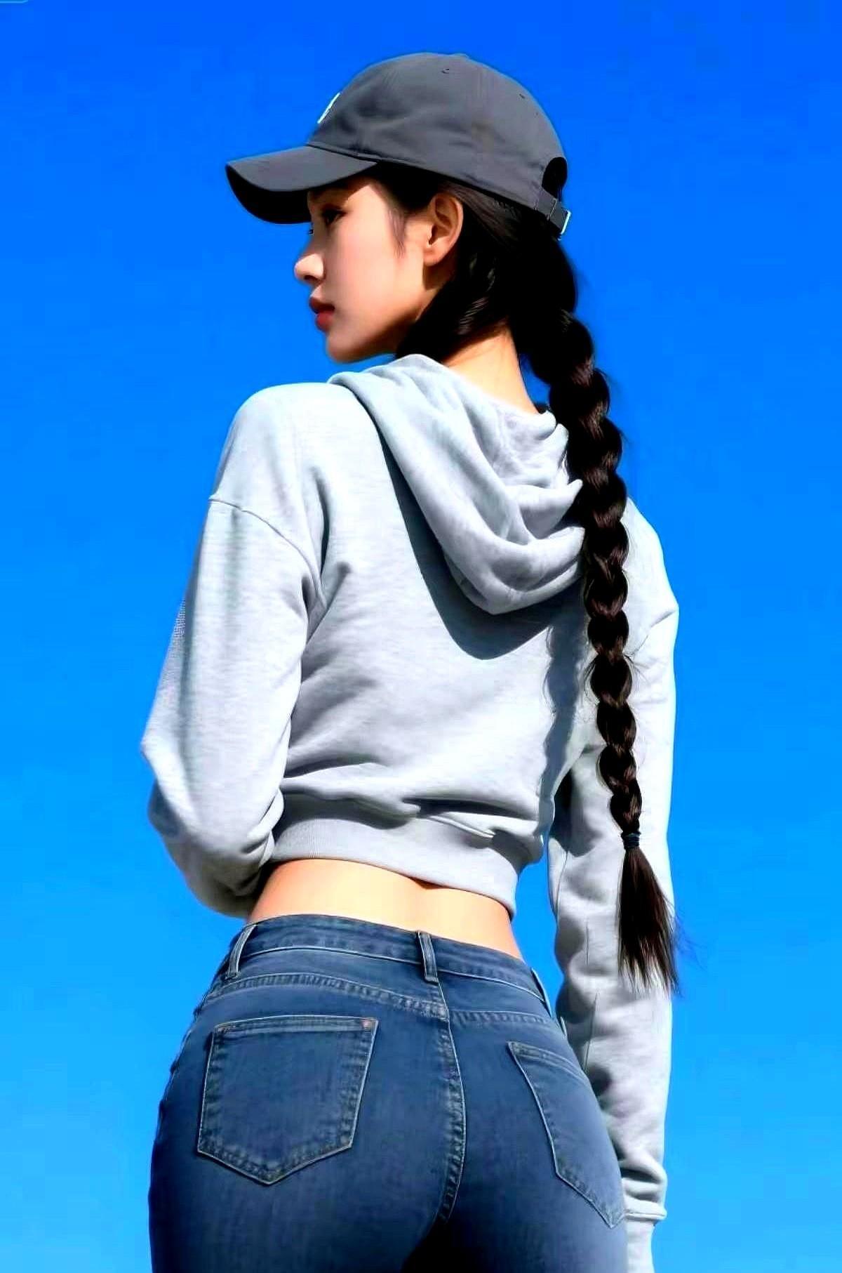 牛仔裤的确能达到瑜伽裤所不能达到的效果，或者这样子说，瑜伽裤想要达到的效果，牛仔