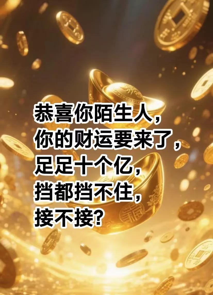 恭喜你陌生人，你的财运要来了，足足十个亿，挡都挡不住，接不接？