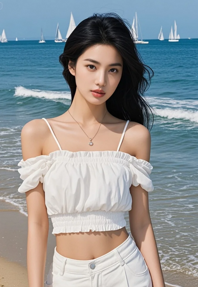 她低头看沙，我抬头看她，世界安静如初