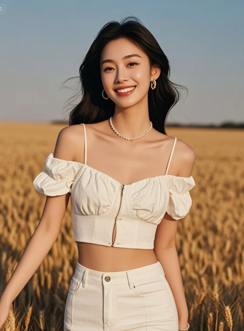 她转身的瞬间，金色的麦浪为她让开一条光之路。