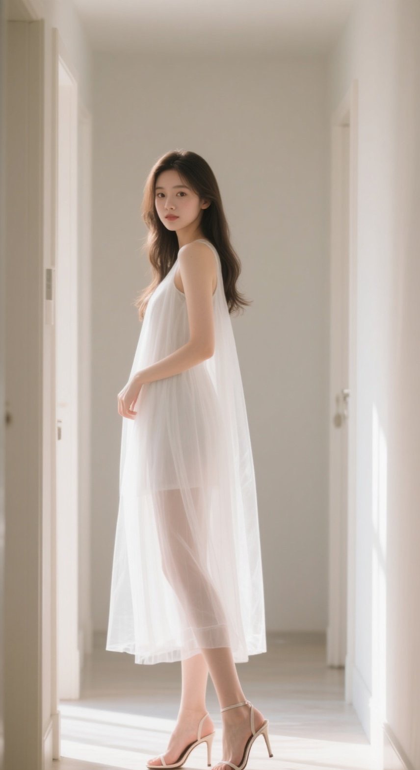俏丽少女白裙轻舞，玉腿修长宛若精灵