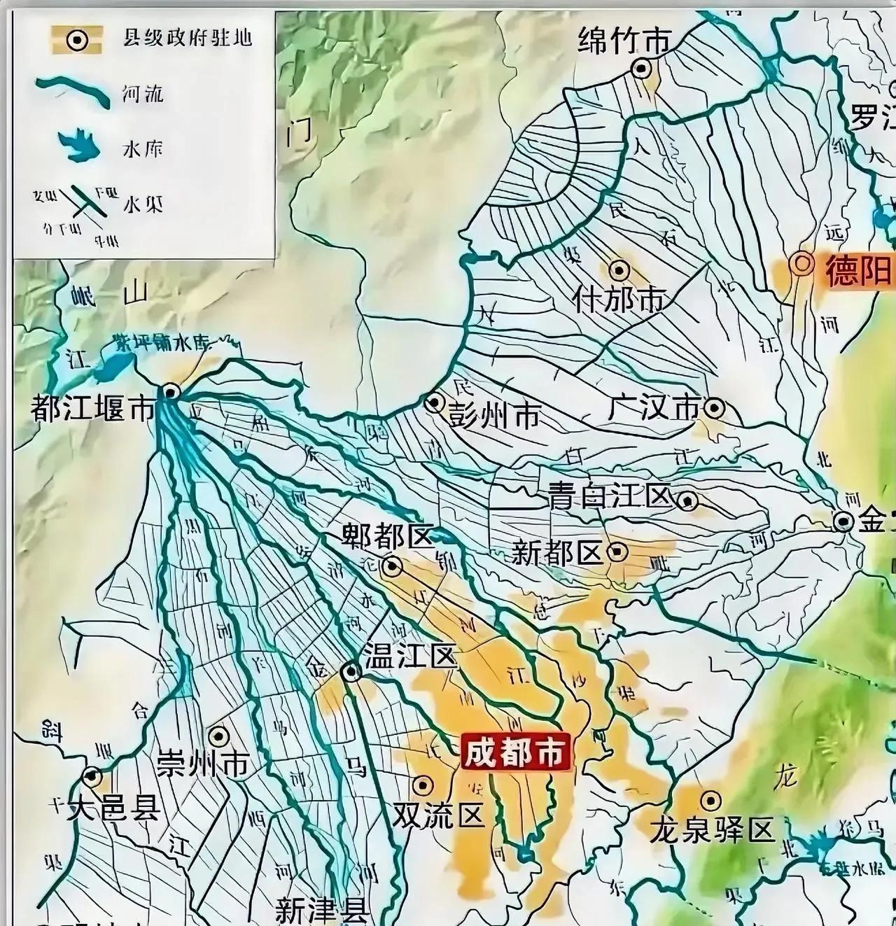 被成都发达水系震惊了……
原来成都是一座水城……
在上古时期，成都平原乃是一片沼