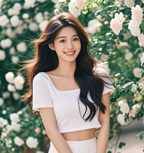 花园里的她，自带柔光滤镜