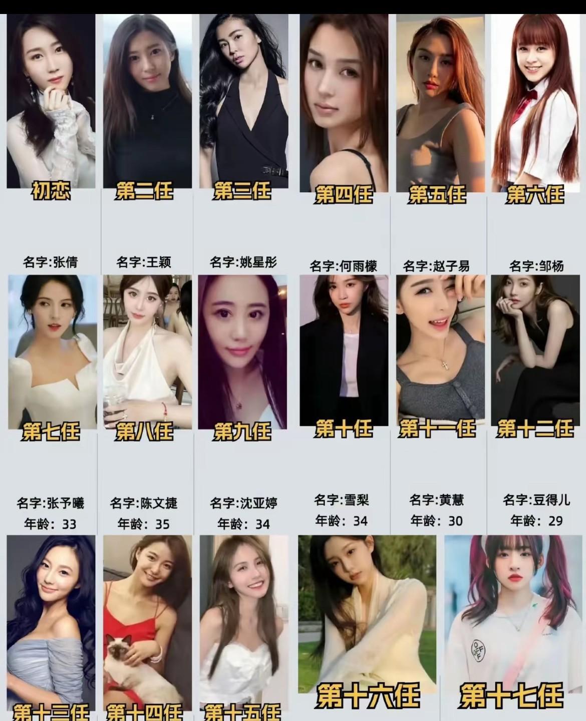 哇！这都是王的前任吗
   他现在好像37了吧，有钱到处玩，还没有孩子。真羡慕这