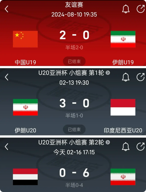 两场狂轰9球的伊朗，是U20国足的手下败将
U20亚洲杯前两轮，伊朗3比0印尼、
