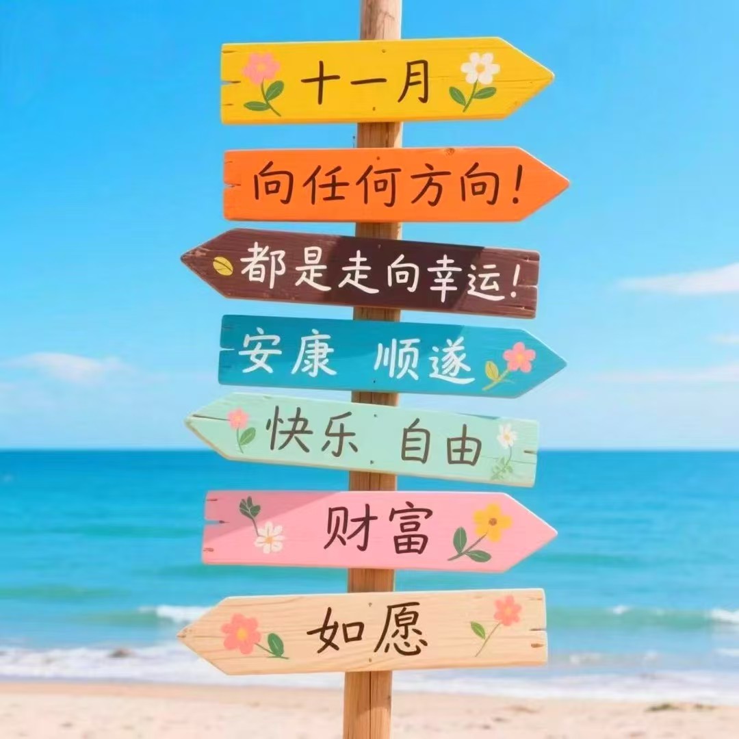 十月的风已把梧桐染黄，
十一月的清寒如约而来，
愿朋友们心怀暖阳，无惧风霜，
好