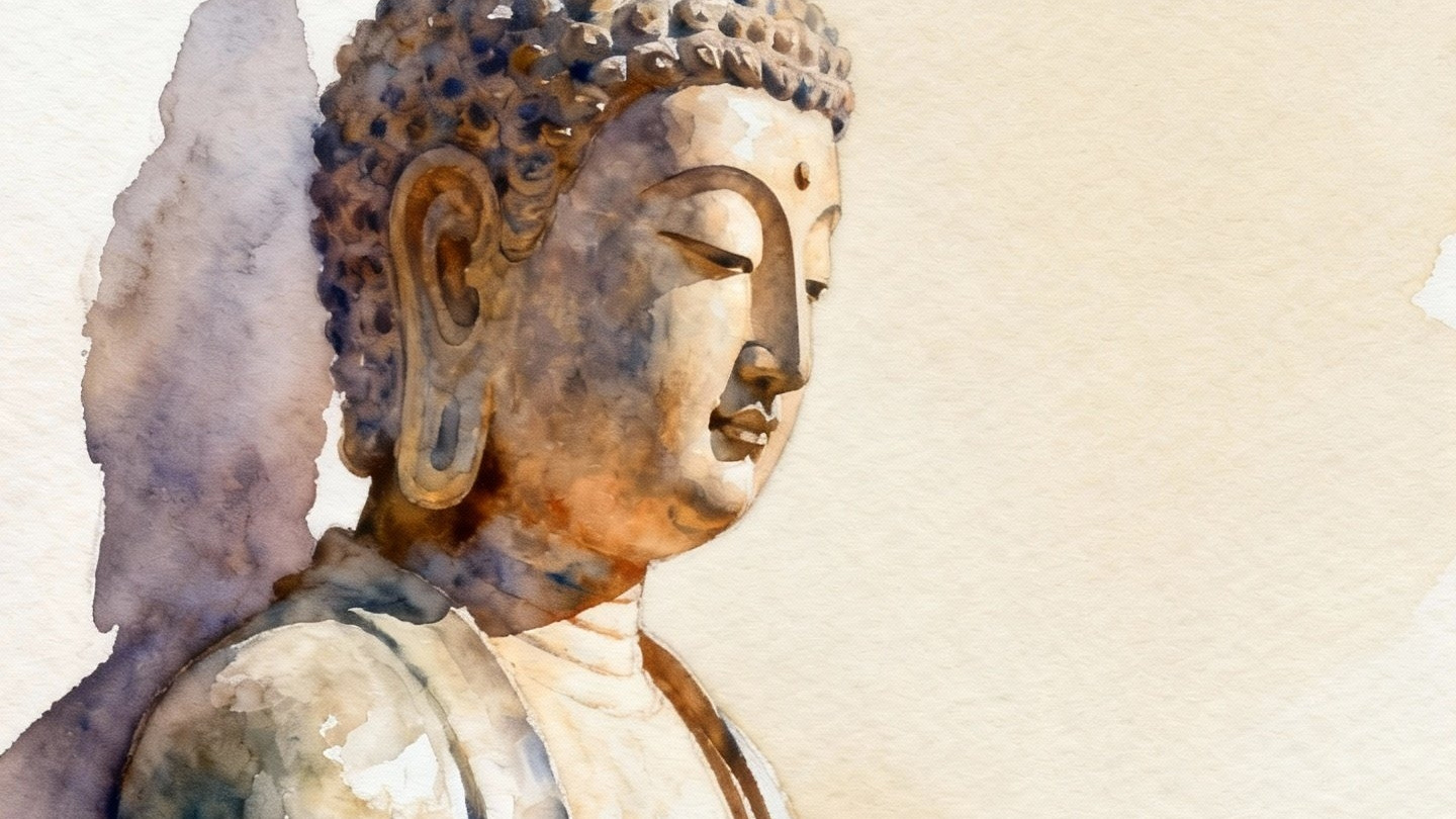 水彩佛像，在这一刻交织成一首无声的诗，在寒冬里低吟浅唱