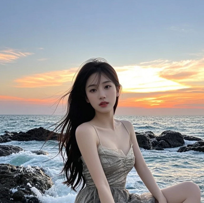 来自海边的氧气女孩，正在用微笑发电
