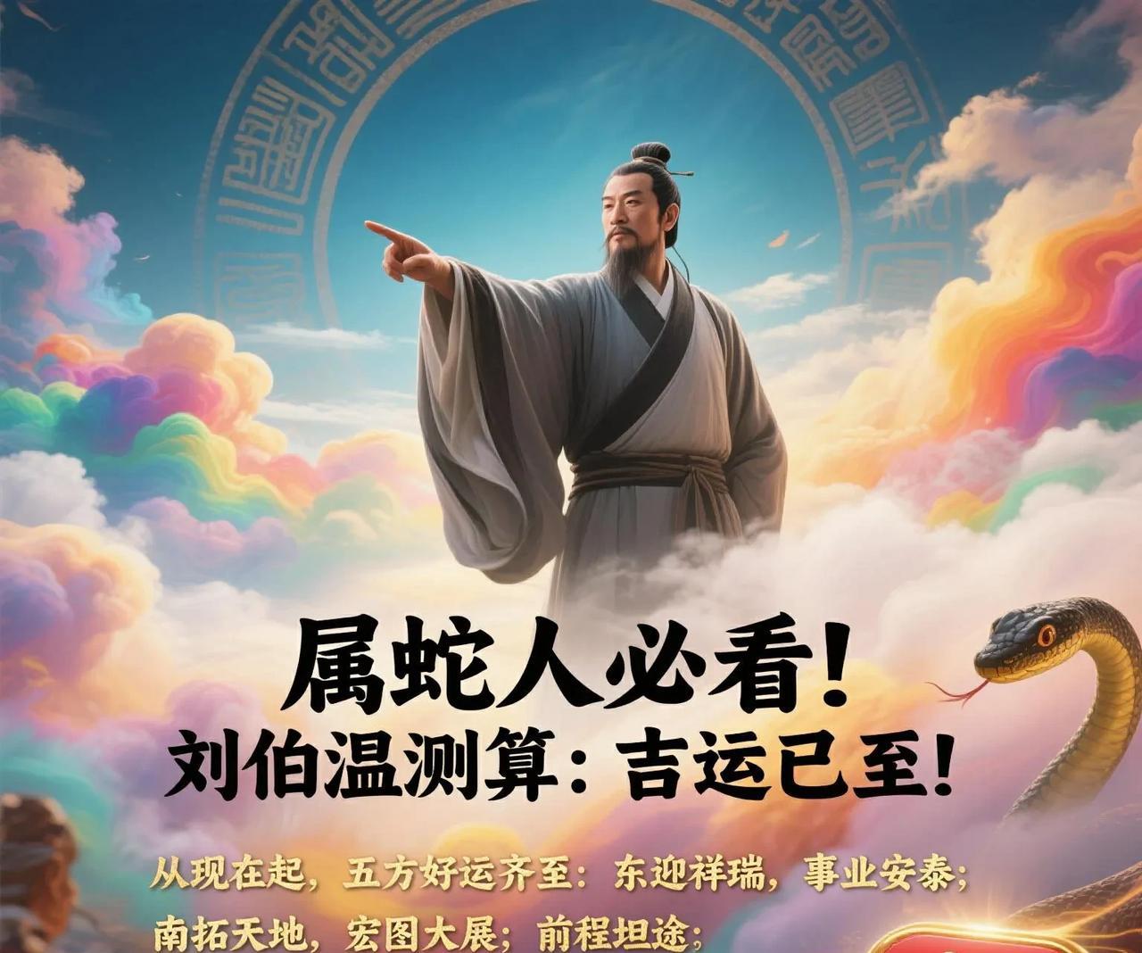 属蛇人必看！刘伯温测算：吉运已至！
从现在起，五方好运齐至：
东迎祥瑞，事业安泰