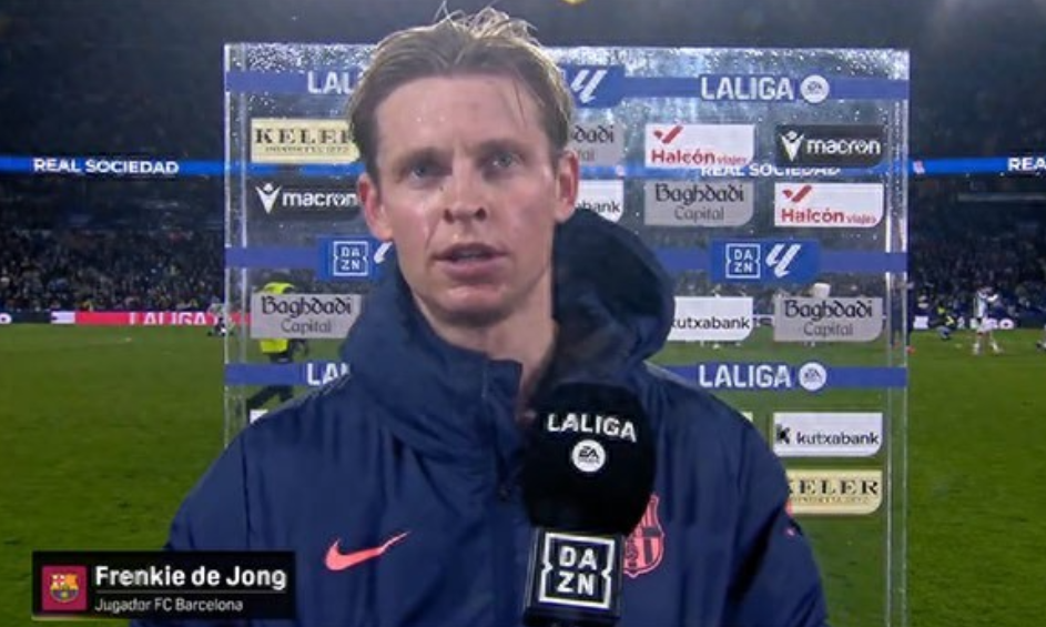 客场1-2负于皇家社会后，巴萨中场德容接受了DAZN的采访，他认为球队表现并不差
