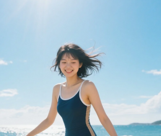 被盐汽水浸透的青春，连体剪影在碧浪间若隐若现