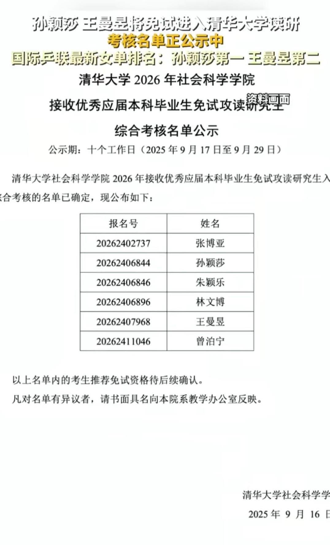 孙颖莎和王曼昱将免试进入清华大学读研，海产姐妹花现在既是队友又是同学，友谊将更上