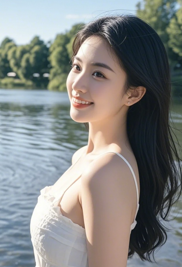 螓首蛾眉妩媚自生光晕动