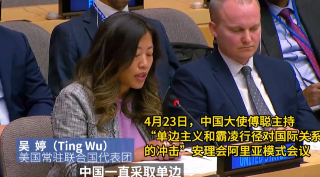 老美派出美籍华人代表在联合国对阵中国代表！本来开这个会议就是为了谴责美国的关税行
