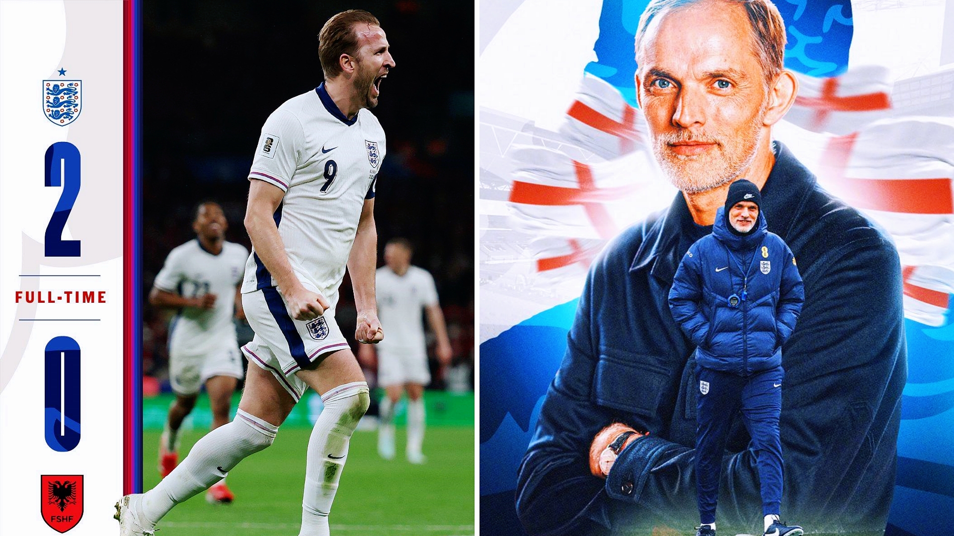 世预赛：英格兰主场2-0击败阿尔巴尼亚，图赫尔首秀开门红。
18岁的斯凯利首秀迎