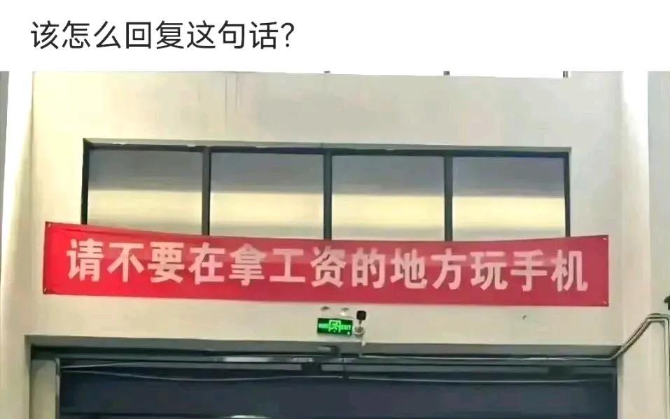 该怎么回复下面这句话？
请不要在拿工资的地方玩手机。
请不要在谈钱的地方谈情怀，