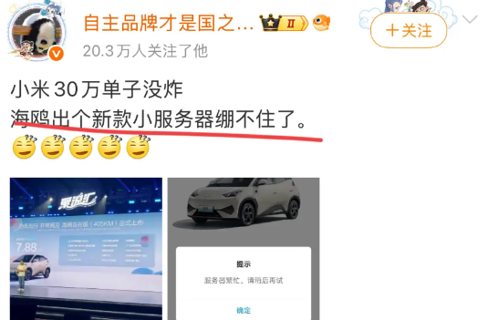 博主：“小米30万单子服务器没炸，海鸥出个新款小服务器绷不住了！”
这说明了啥？