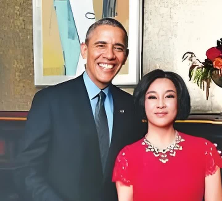 2016年，刘晓庆参加奥巴马举办的私人晚宴，并和握手合影。刘晓庆那种东方美人的韵
