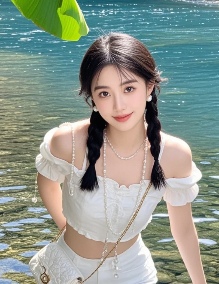 寻幽至溪，遇见一袭素影，与清流共谱静谧诗行。