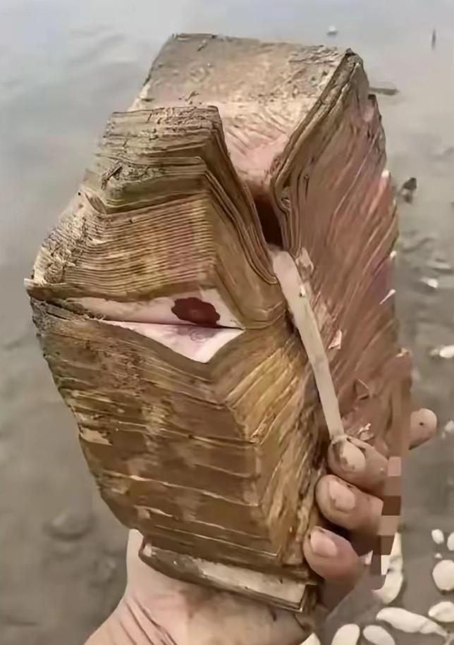 看起来像是一捆子钱，如果是真钱的话，最少也得有10万元，这么多的钱，造成了这个样