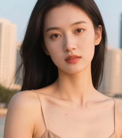 白裙飘飘立花间，人比花儿更娇艳。