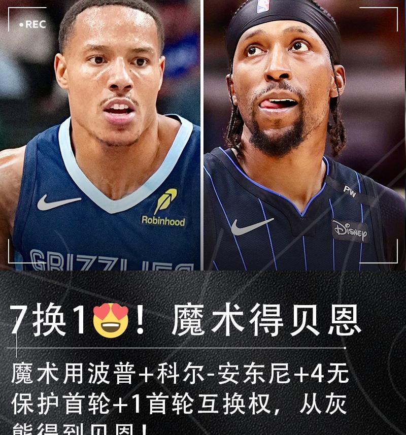 7换1！魔术梭哈灰熊二当家！
北京时间06月15日，今年休赛期首笔大交易发生：灰
