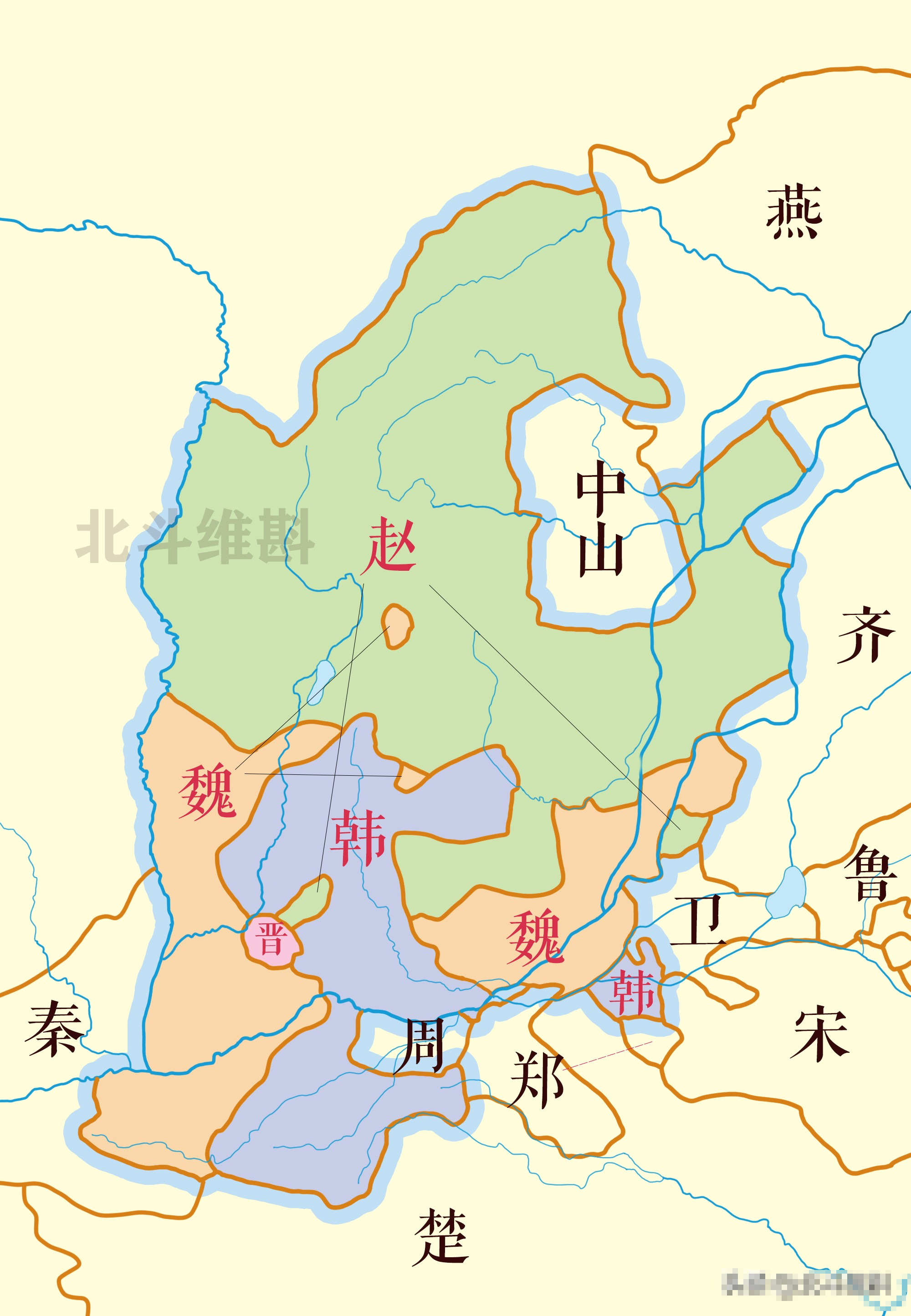 三家分晋，到底谁获得的土地最好？公元前453年，韩赵魏三家灭智氏，在事实上瓜分了