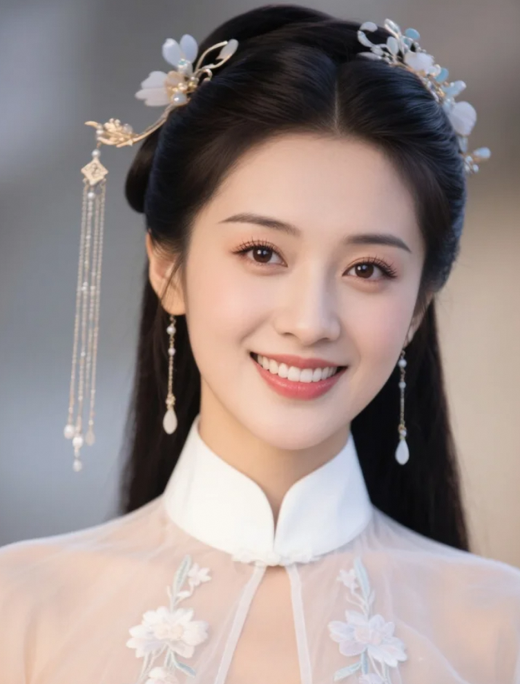 乌发如瀑，回眸心动瞬间。