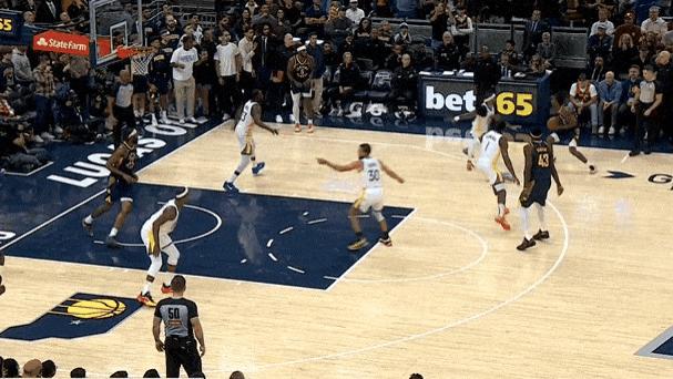 西亚卡姆投中本场首记三分，步行者35秒领先勇士3分