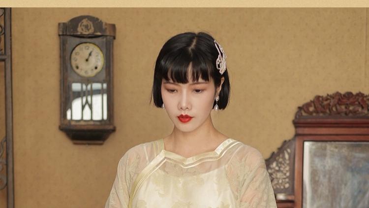 暮云纱  top ulara 夏款大小姐少女天丝薄纱蝉翼旗袍上衣