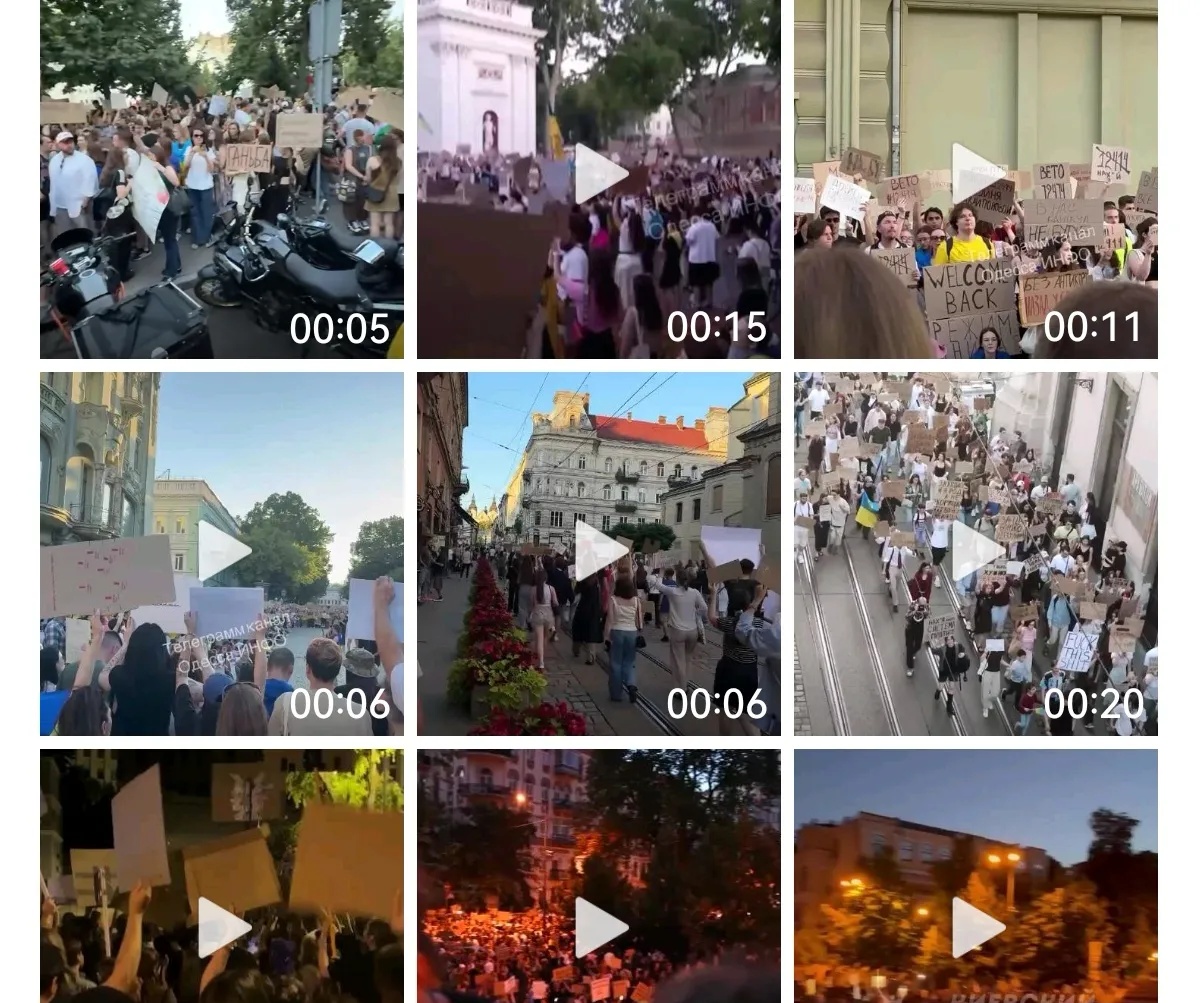 乌克兰消息7月24日 基辅、利沃夫、敖德萨、第聂伯罗和其他乌克兰城市的民众持续开