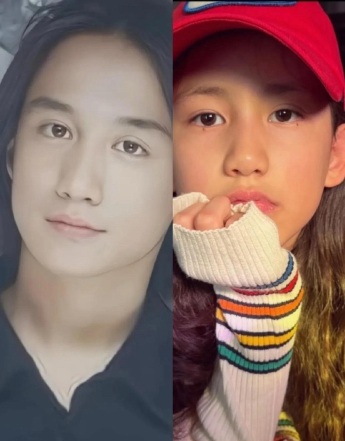 黄磊老婆孙莉，晒二女儿黄少艾的照片。
12岁的多妹戴着红色的棒球帽，还染了发色，