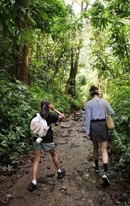 孙俪一家美国旅行，呼吸大自然的新鲜空气。发现一家四口，父子三人的皮肤一个颜色。兄